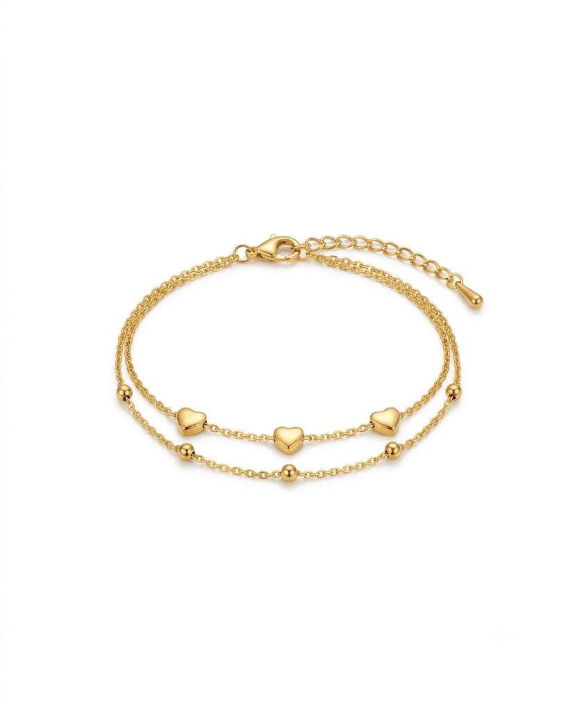 Layered Heart Bead Bracelet
